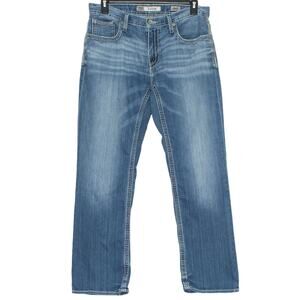 BKE Jeans Derek Relaxed Boot Cut Low Rise Y2K 90s Western Skater Blue 34R Flaw